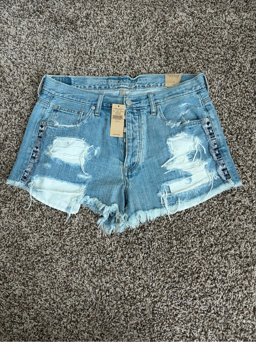 American Eagle Outfitters Light Blue Distressed Denim Festival Shorts